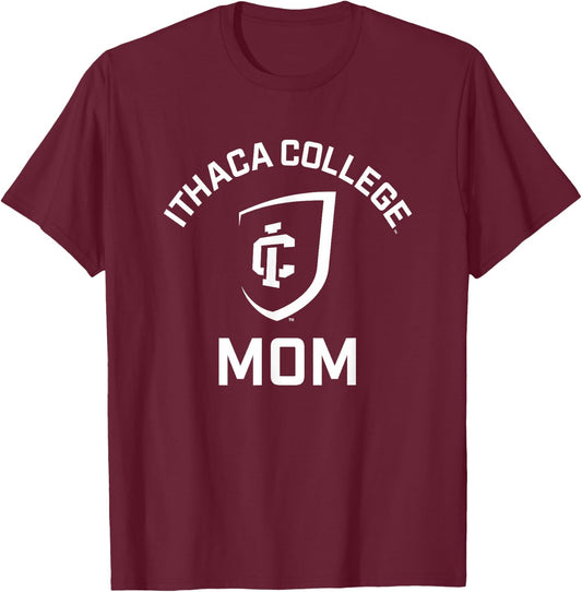 Ithaca College Bombers Arched Mom T-Shirt - T-Shirt | Maroon