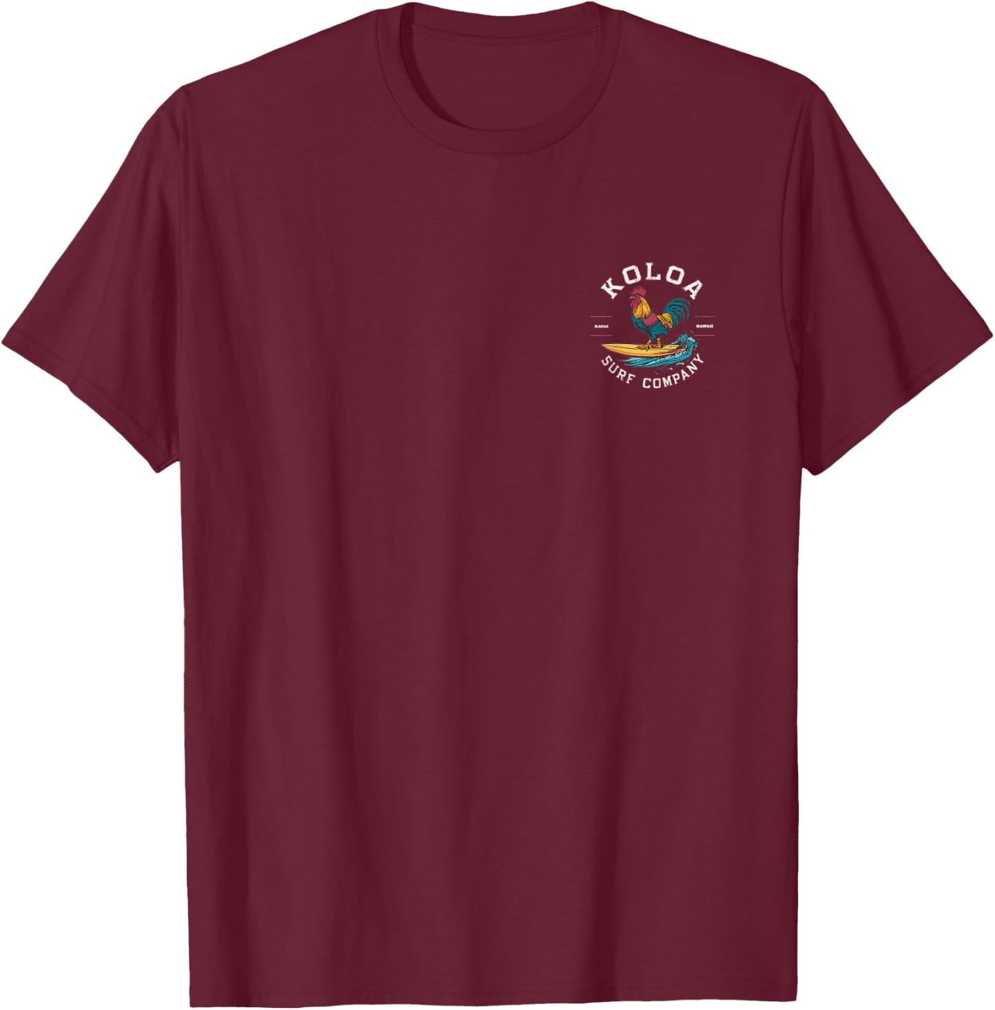 Koloa Surf Surfing Rooster Logo Lightweight, Graphic T-Shirt - T-Shirt | Maroon