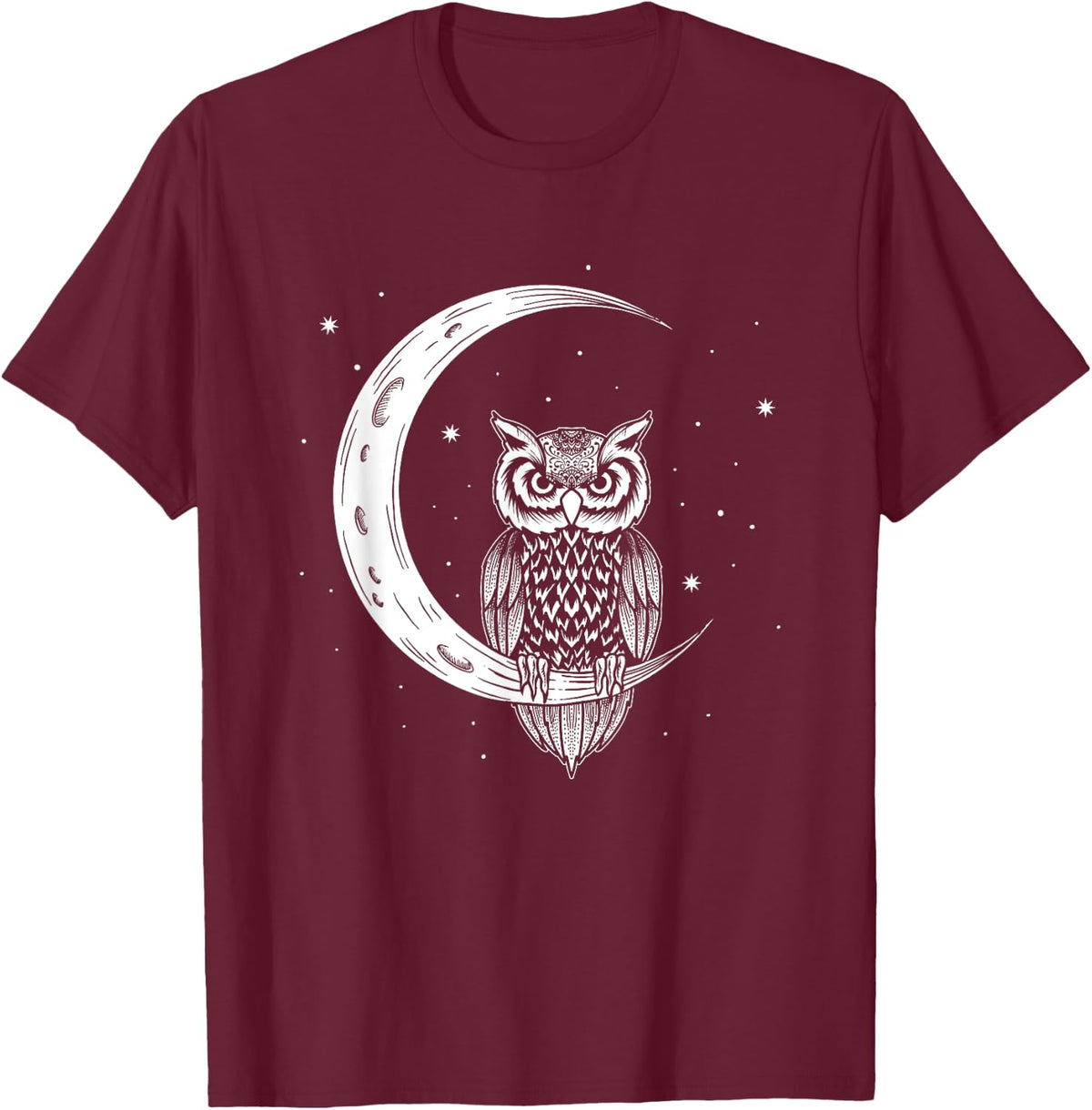 Hanging Owl In The Night Sky - Owlet Birds Lover T-Shirt - T-Shirt | Maroon