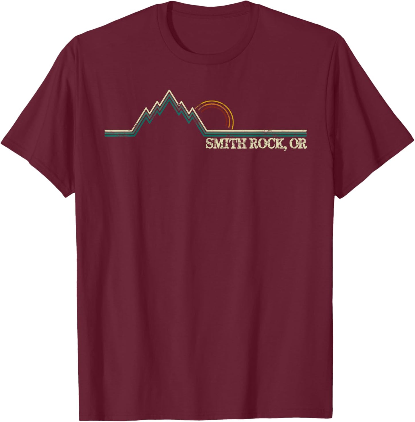 Smith Rock Oregon Retro Mountain Climbing Summer T-Shirt - T-Shirt | Maroon