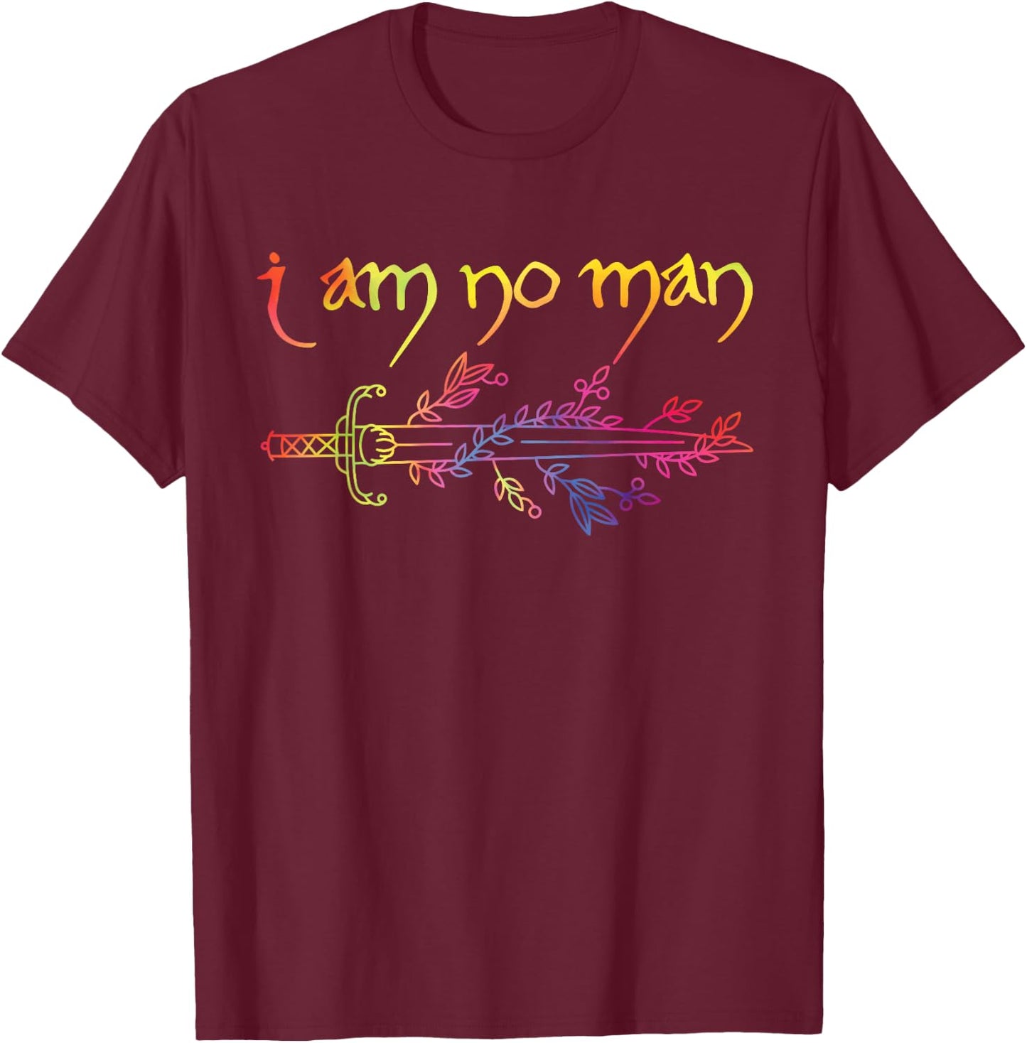 I Am No Man Hippie Design T-Shirt - T-Shirt | Maroon
