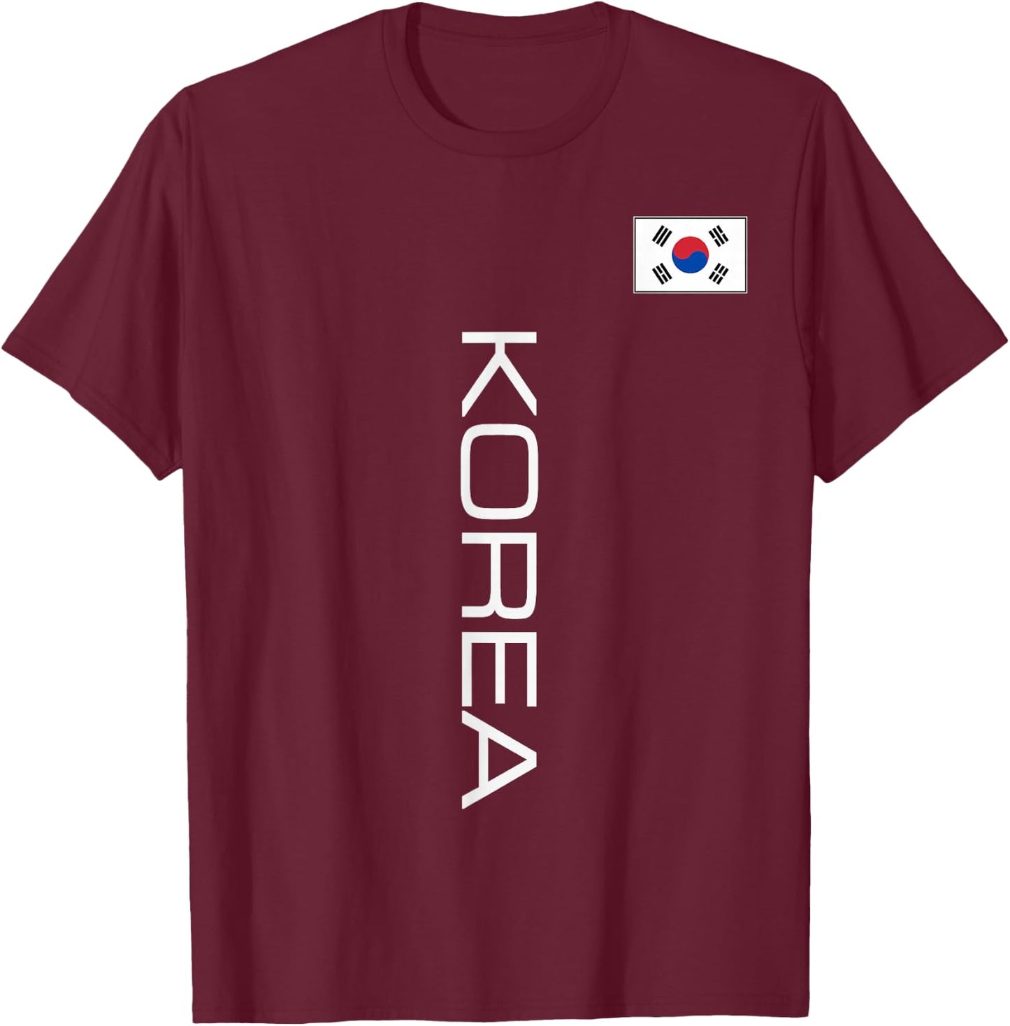 South Korea Flag Sporty Athletic Vertical Style T-Shirt - T-Shirt | Maroon