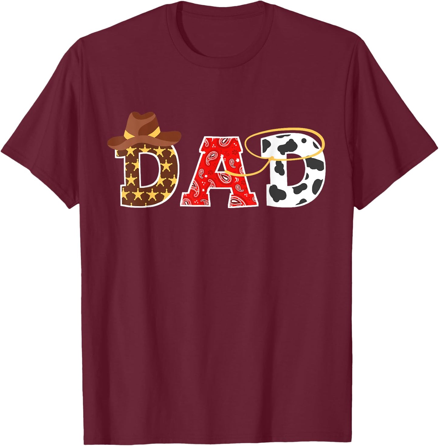Cowboy Dad Western Rodeo Theme Kids Birthday Matching Family T-Shirt - T-Shirt | Maroon