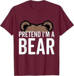 Pretend I'm A Bear Lazy Halloween Costume Halloween party T-Shirt - T-Shirt | Maroon