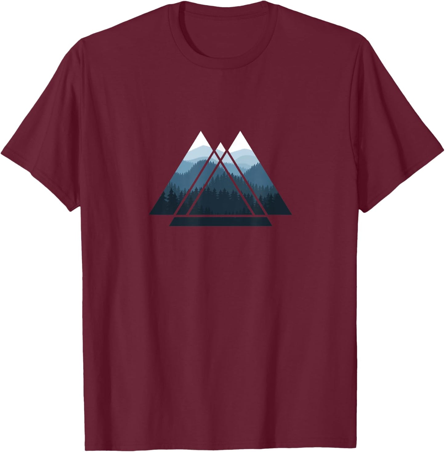 Outdoor Nature Trees Forest Minimalism Triangle Climate Protection T-Shirt - T-Shirt | Maroon