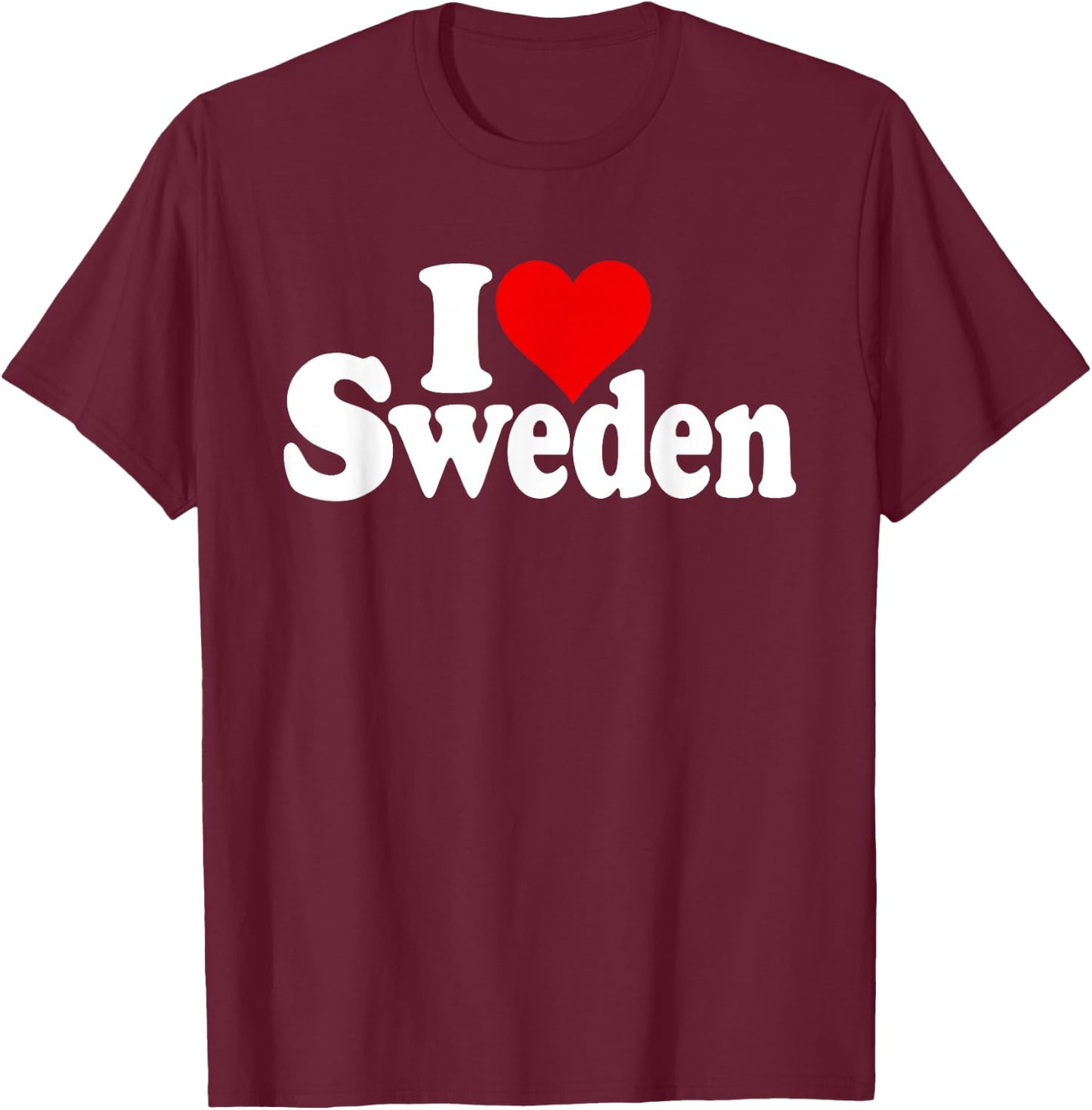 I Love Heart Sweden Sverige Swedish Culture T-Shirt - T-Shirt | Maroon