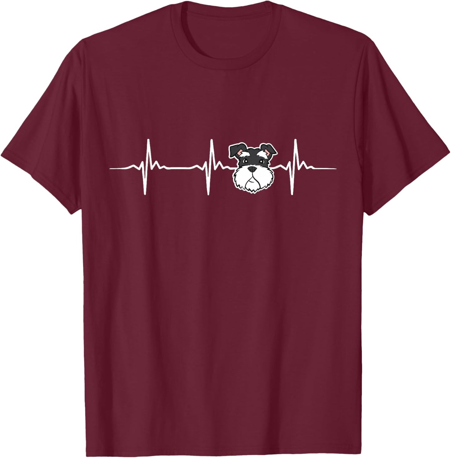 Schnauzer Dog Heartbeat Cute Schnauzer Dog T-Shirt - T-Shirt | Maroon