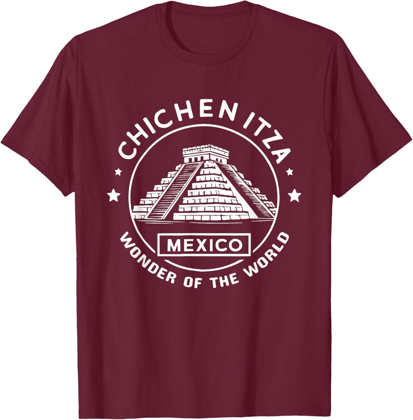 Chichen Itza Maya Civilization Mayan Pyramid Mexico T-Shirt - T-Shirt | Maroon