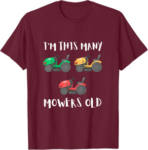 Kids I'm This Many Mowers Old - mower 3rd Birthday Mowing 3 Years T-Shirt - T-Shirt | Maroon