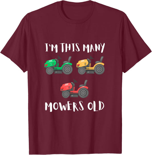Kids I'm This Many Mowers Old - mower 3rd Birthday Mowing 3 Years T-Shirt - T-Shirt | Maroon