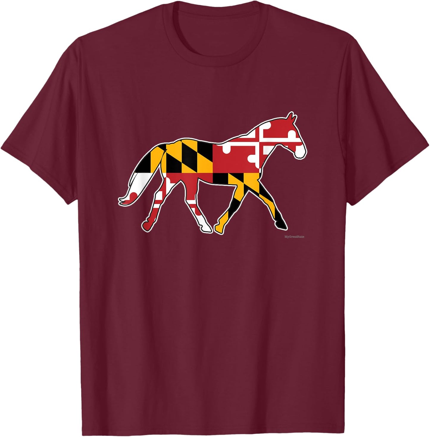 Maryland Horse Flag Decal - Maryland Horses Shirt T-Shirt - T-Shirt | Maroon