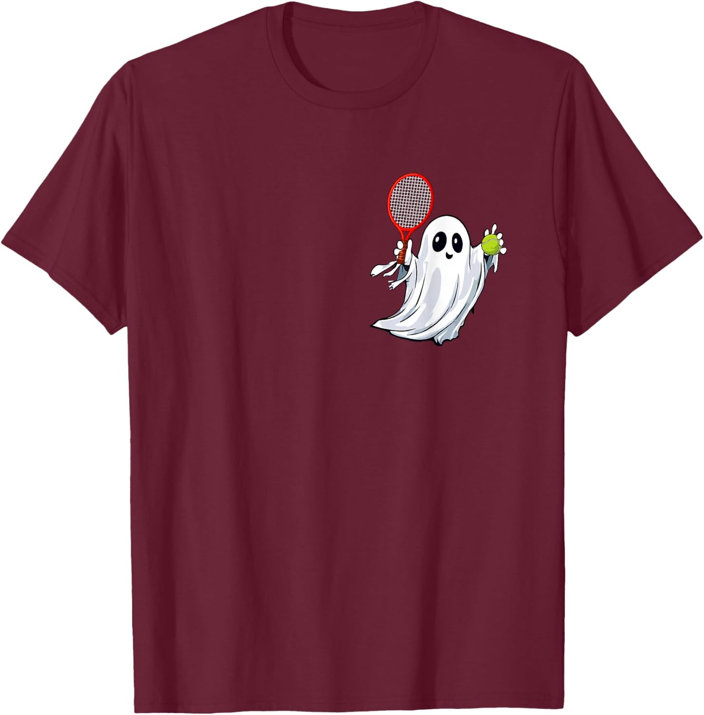 Boo Ghost Playing Tennis Halloween Costume Player Kids T-Shirt - T-Shirt | Maroon