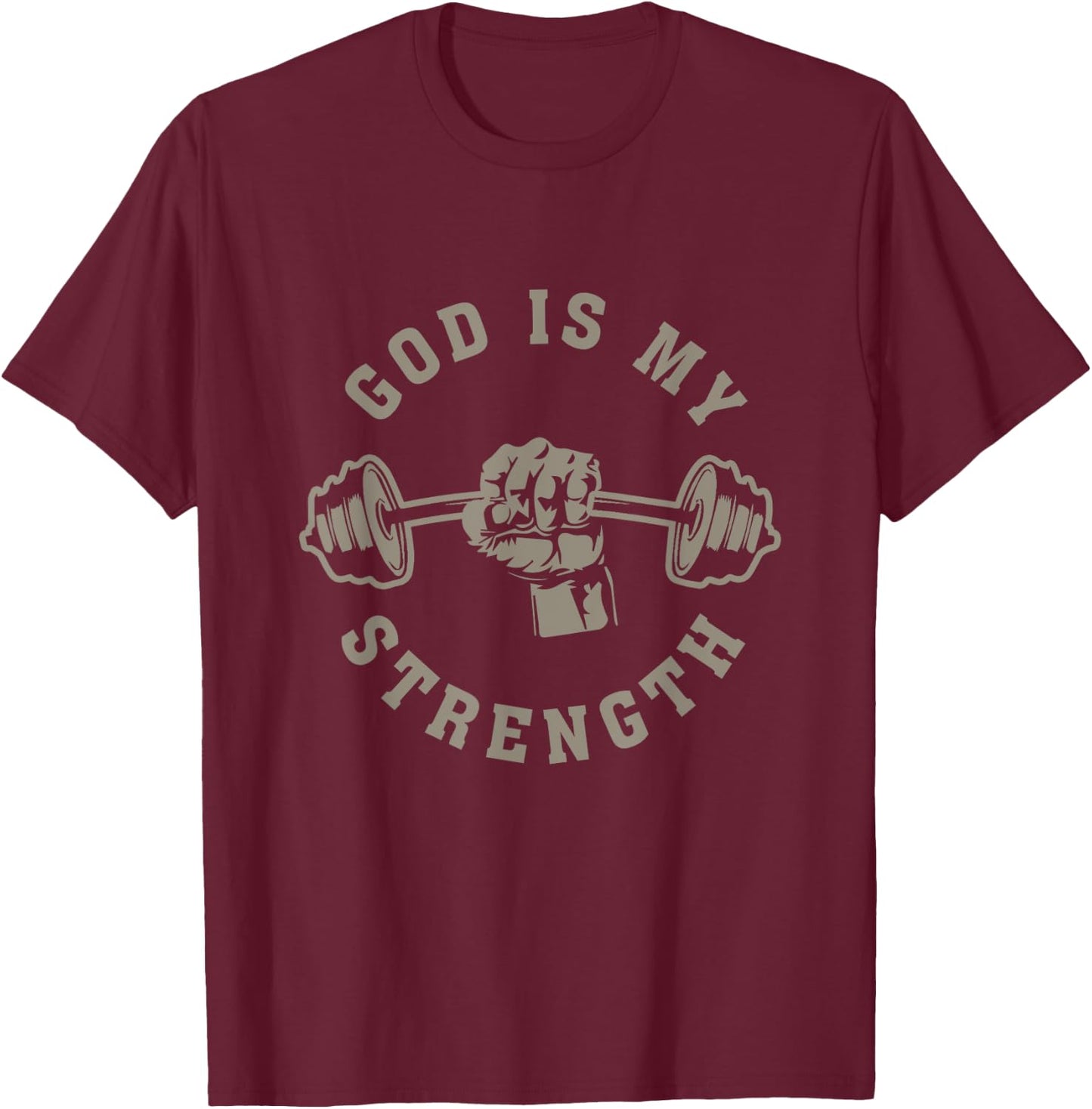 God Is Vintage Art Gym Christian Workout Fitness My Strength , Small, Black T-Shirt - T-Shirt | Maroon