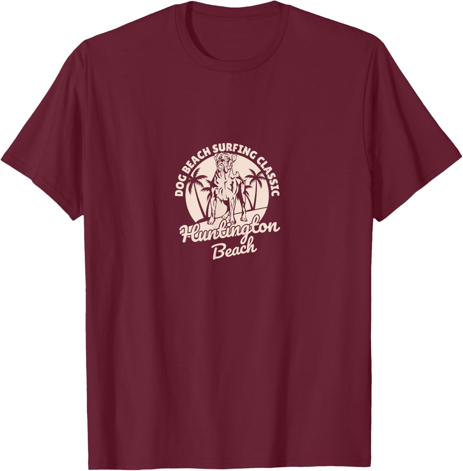 Huntington Dog Beach California CA Surf T-Shirt - T-Shirt | Maroon