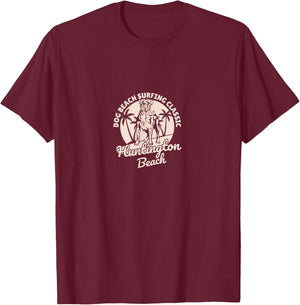 Huntington Dog Beach California CA Surf T-Shirt - T-Shirt | Maroon