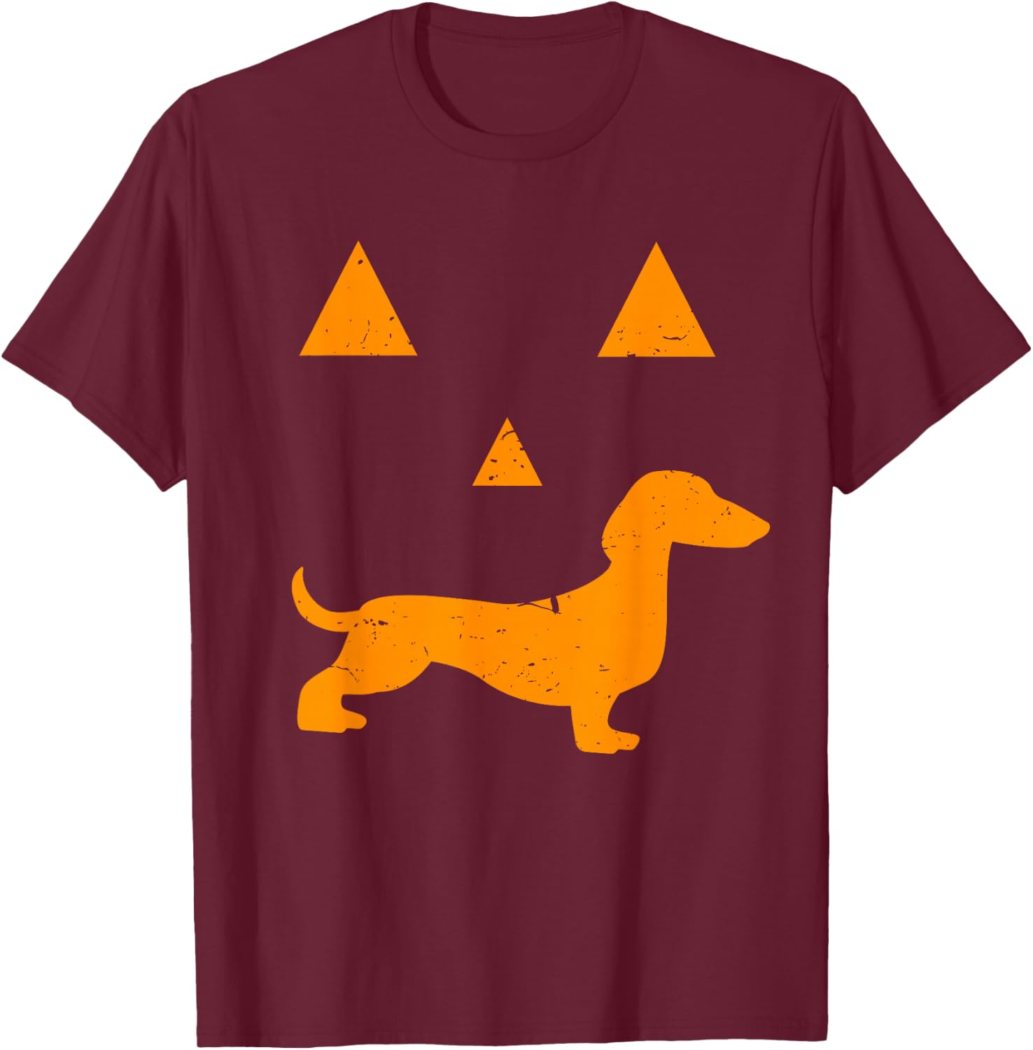 Halloween Pumpkin Dachshund Jack-o-lantern Costume T-Shirt - T-Shirt | Maroon