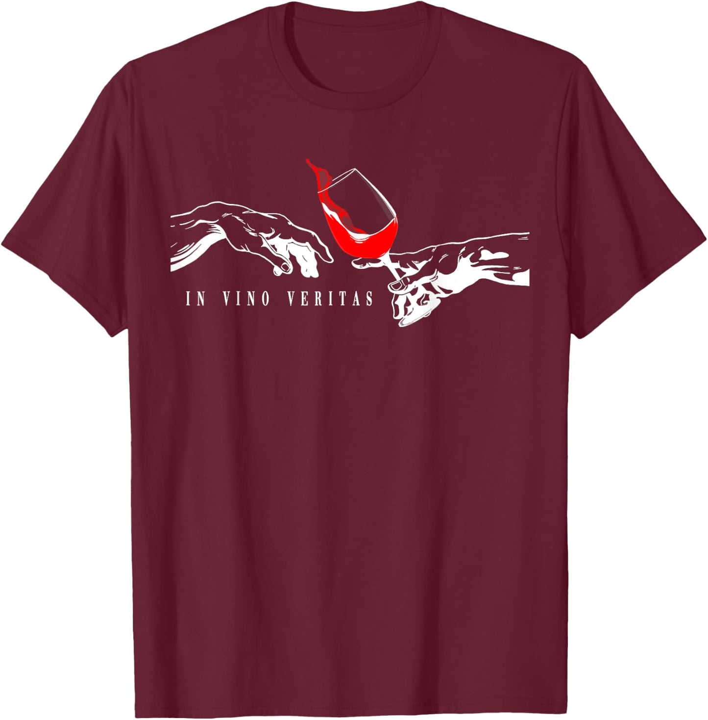 IN VINO VERITAS Creation of Adam Vino Digga Red Wine T-Shirt - T-Shirt | Maroon