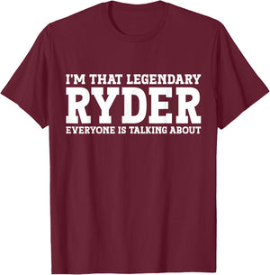 Ryder Personal Name First Name Funny Ryder T-Shirt - T-Shirt | Maroon