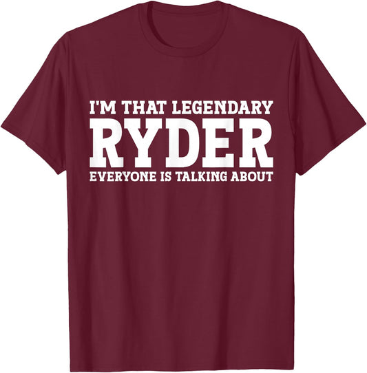 Ryder Personal Name First Name Funny Ryder T-Shirt - T-Shirt | Maroon