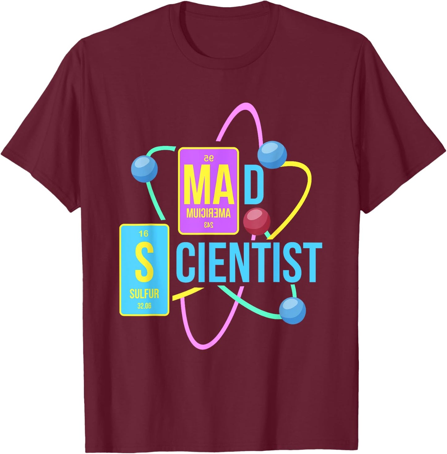 Mad Scientist T Shirt Science For Child Boys Girls Costume T-Shirt - T-Shirt | Maroon