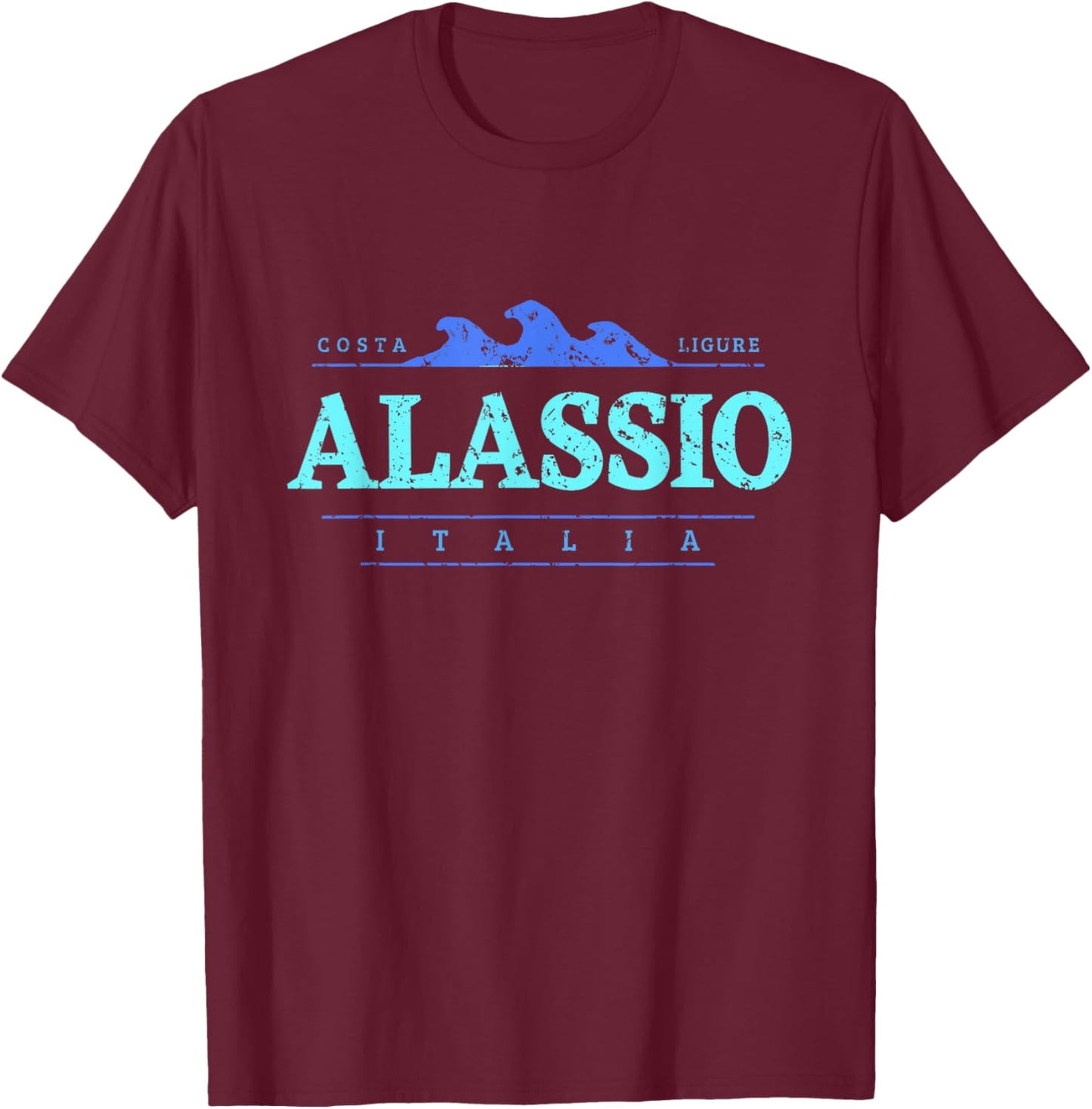 Alassio Italia | Alassio Liguria Italy Shoreline T-Shirt - T-Shirt | Maroon