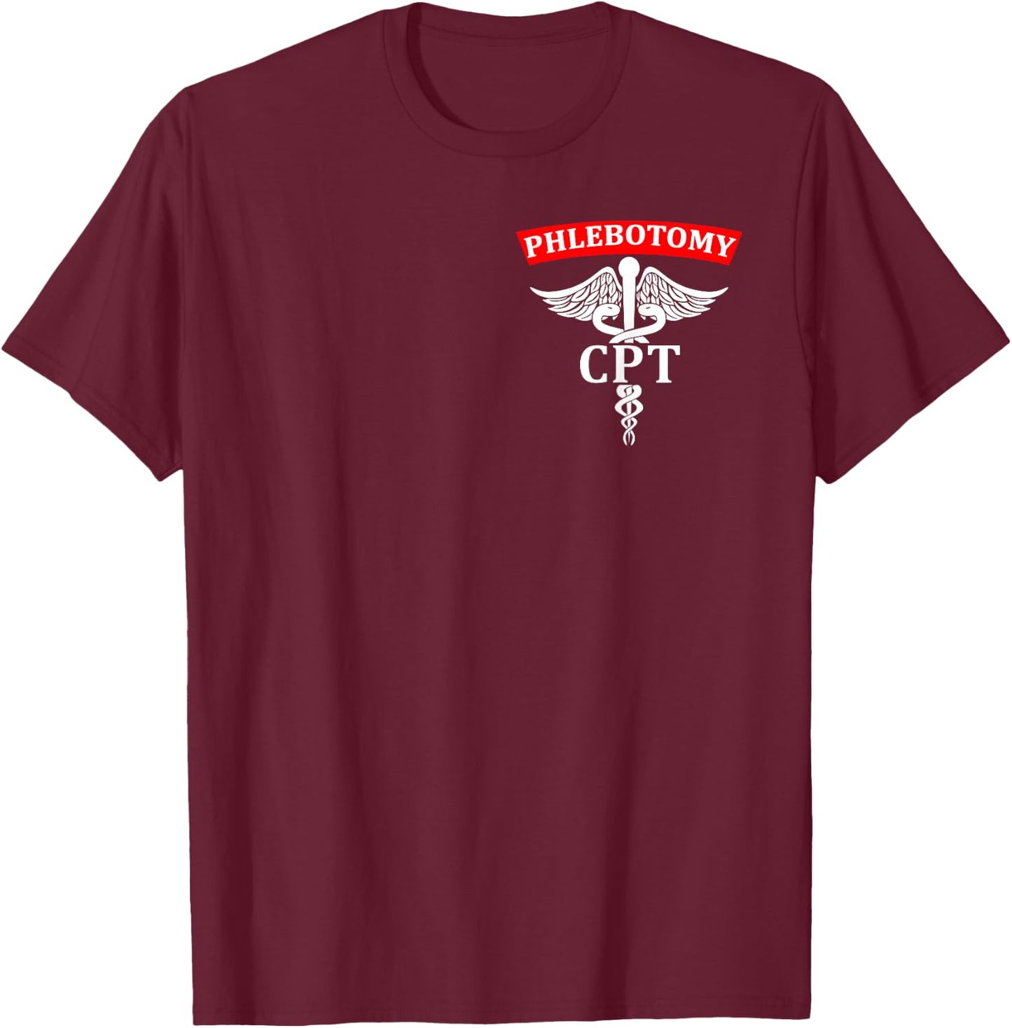 Phlebotomist CPT Certified Phlebotomy Technician Symbol Logo T-Shirt - T-Shirt | Maroon