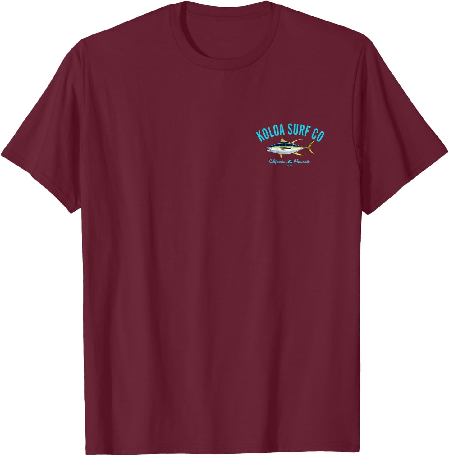 Koloa Surf Yellow Fin Tuna Logo Lightweight, Graphic T-Shirt - T-Shirt | Maroon