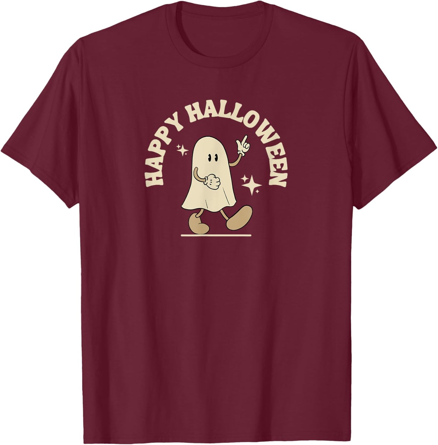 Happy Halloween Ghost T-Shirt - T-Shirt | Maroon