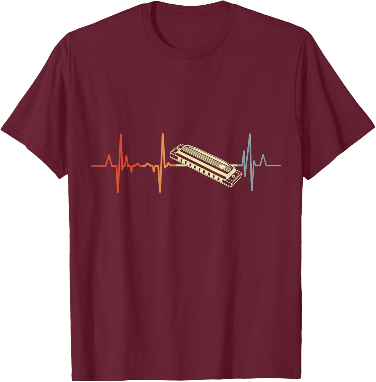 I Love my Harmonica ECG T-Shirt - T-Shirt | Maroon