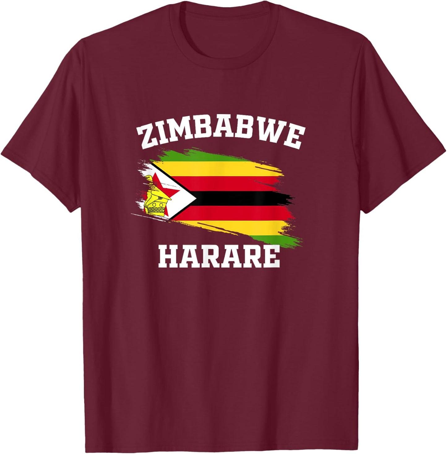 Zimbabwe Flag Harare Vacation Athletes Africa Souvenirs T-Shirt - T-Shirt | Maroon