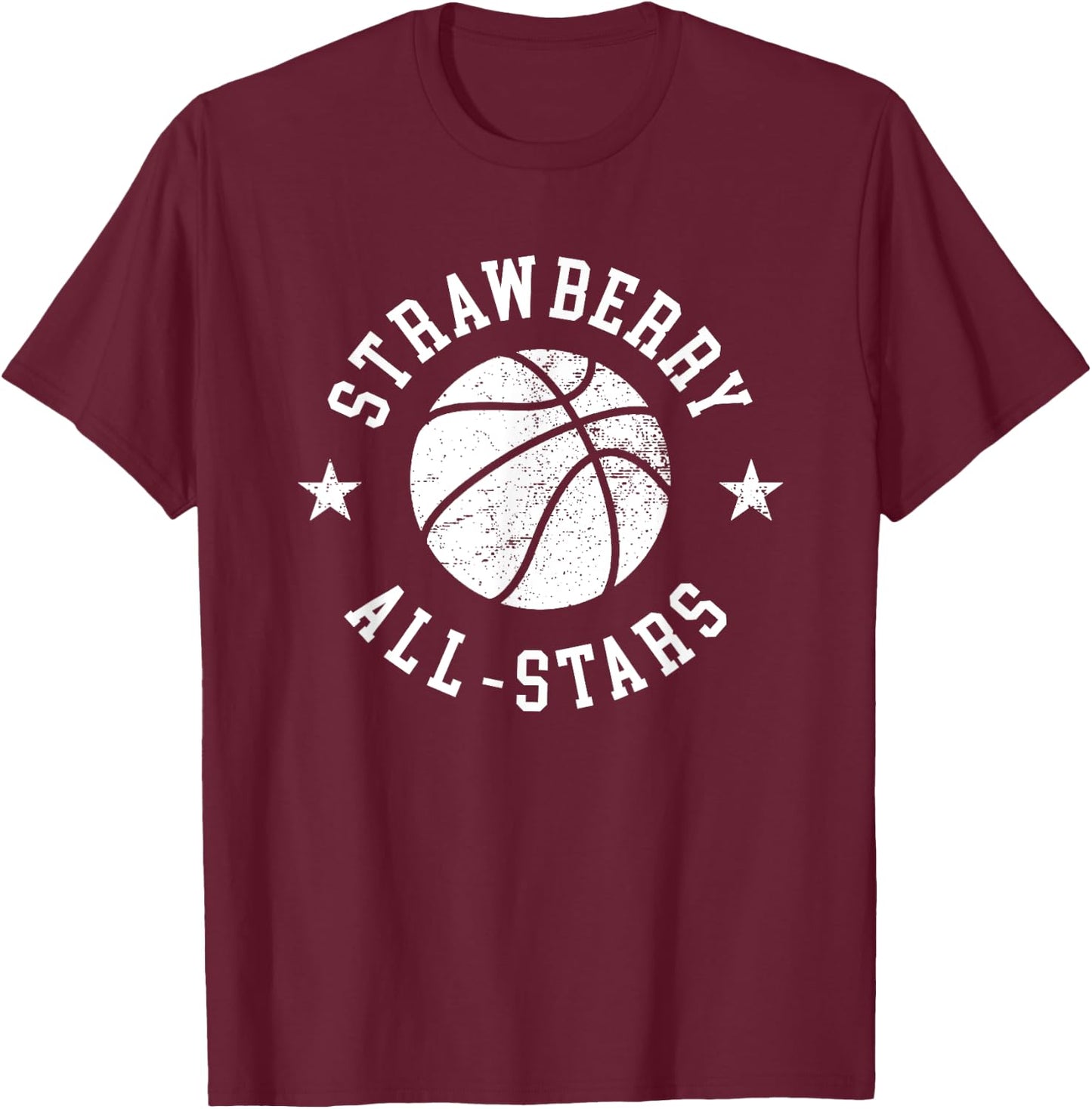 Strawberry Vintage All-Stars Retro 80s Basketball T-Shirt - T-Shirt | Maroon