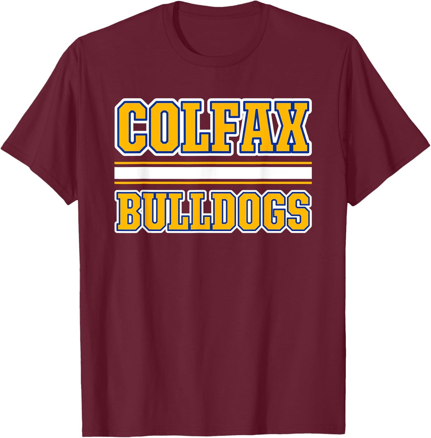 Colfax Bulldogs Horizontal Stripes T-Shirt - T-Shirt | Maroon