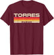 Torres Surname Birthday Family Reunion 80s 90s Sunset T-Shirt - T-Shirt | Maroon