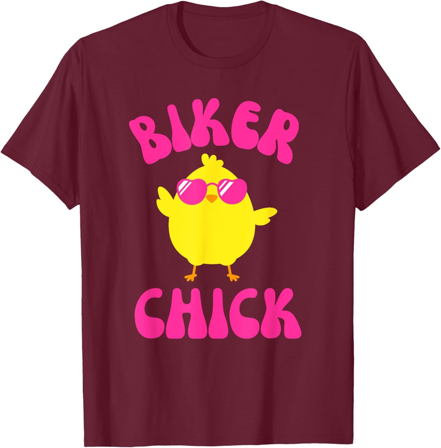 CUTE Motorcycle Biker Chick Pink Retro T-Shirt - T-Shirt | Maroon
