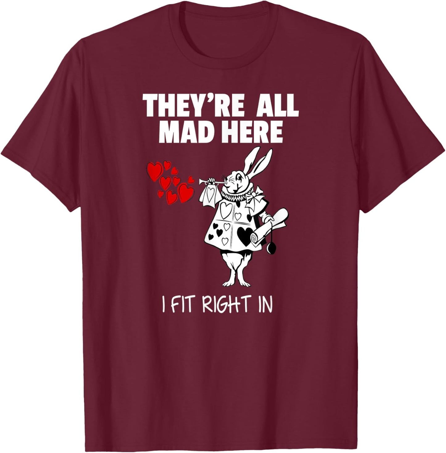 Alice in Wonderland White Rabbit Shirt T-Shirt - T-Shirt | Maroon