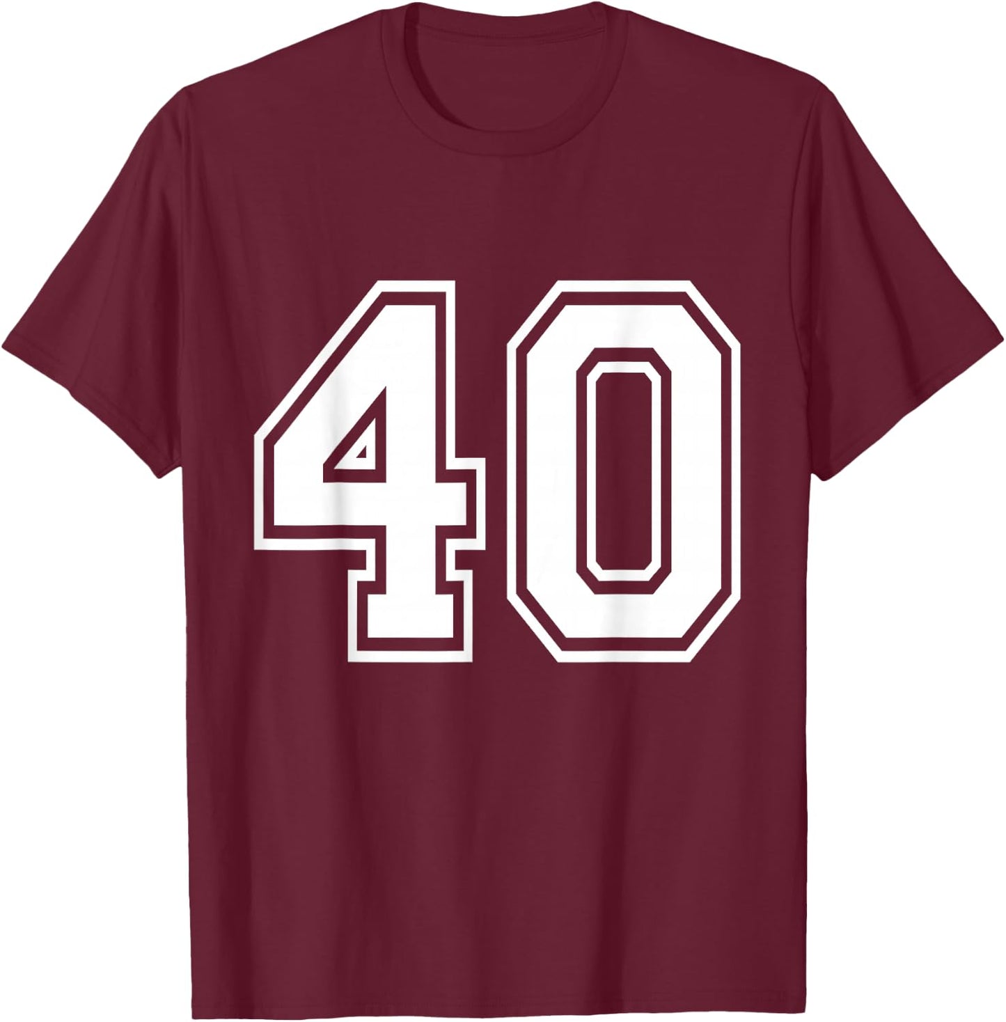 Number 40 Front + Back Varsity Sports Team 40th Birthday T-Shirt - T-Shirt | Maroon