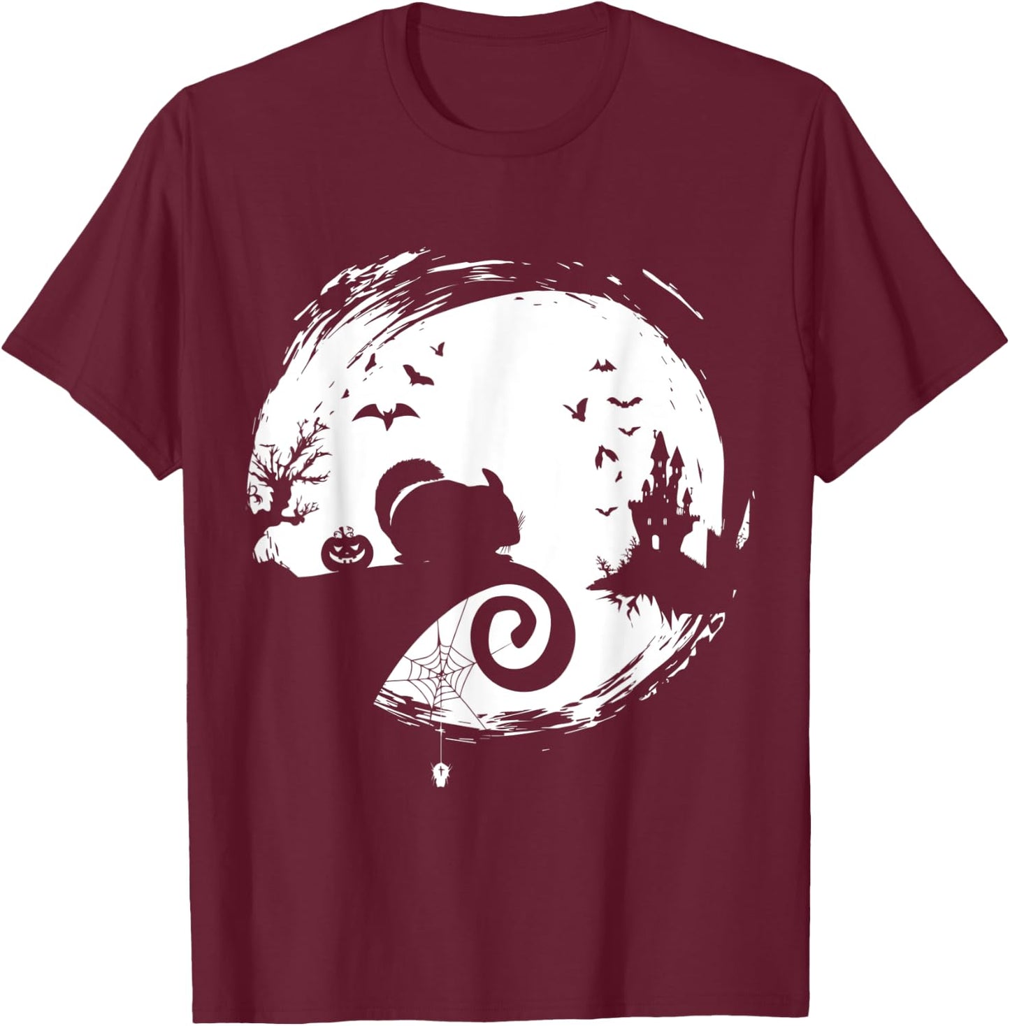 Chinchilla Halloween Costume Moon Silhouette Creepy T-Shirt - T-Shirt | Maroon