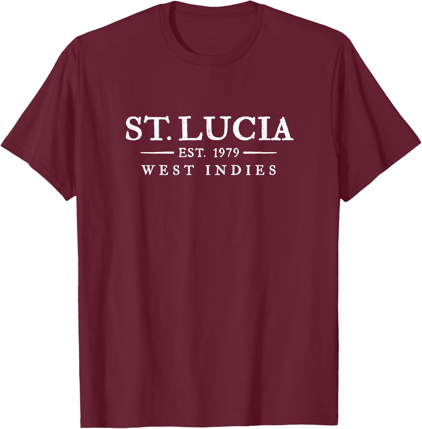 St Lucia Vintage Letter Text Established T-Shirt - T-Shirt | Maroon
