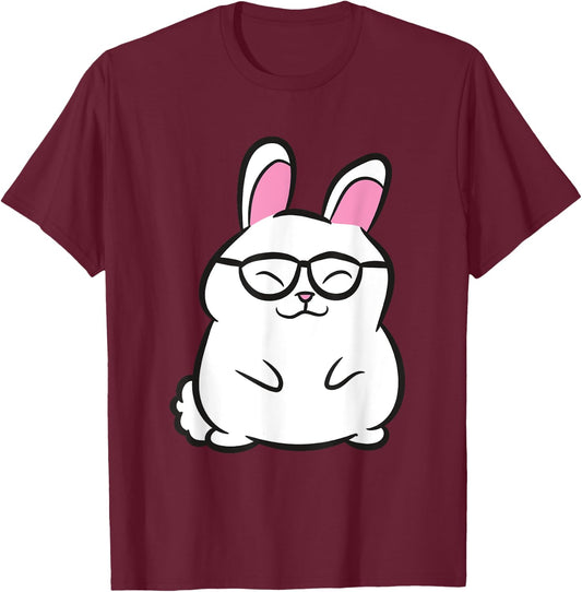 Nerdy Rabbit Owner Bunny Rabbit Hipster Cute Bunny T-Shirt - T-Shirt | Maroon