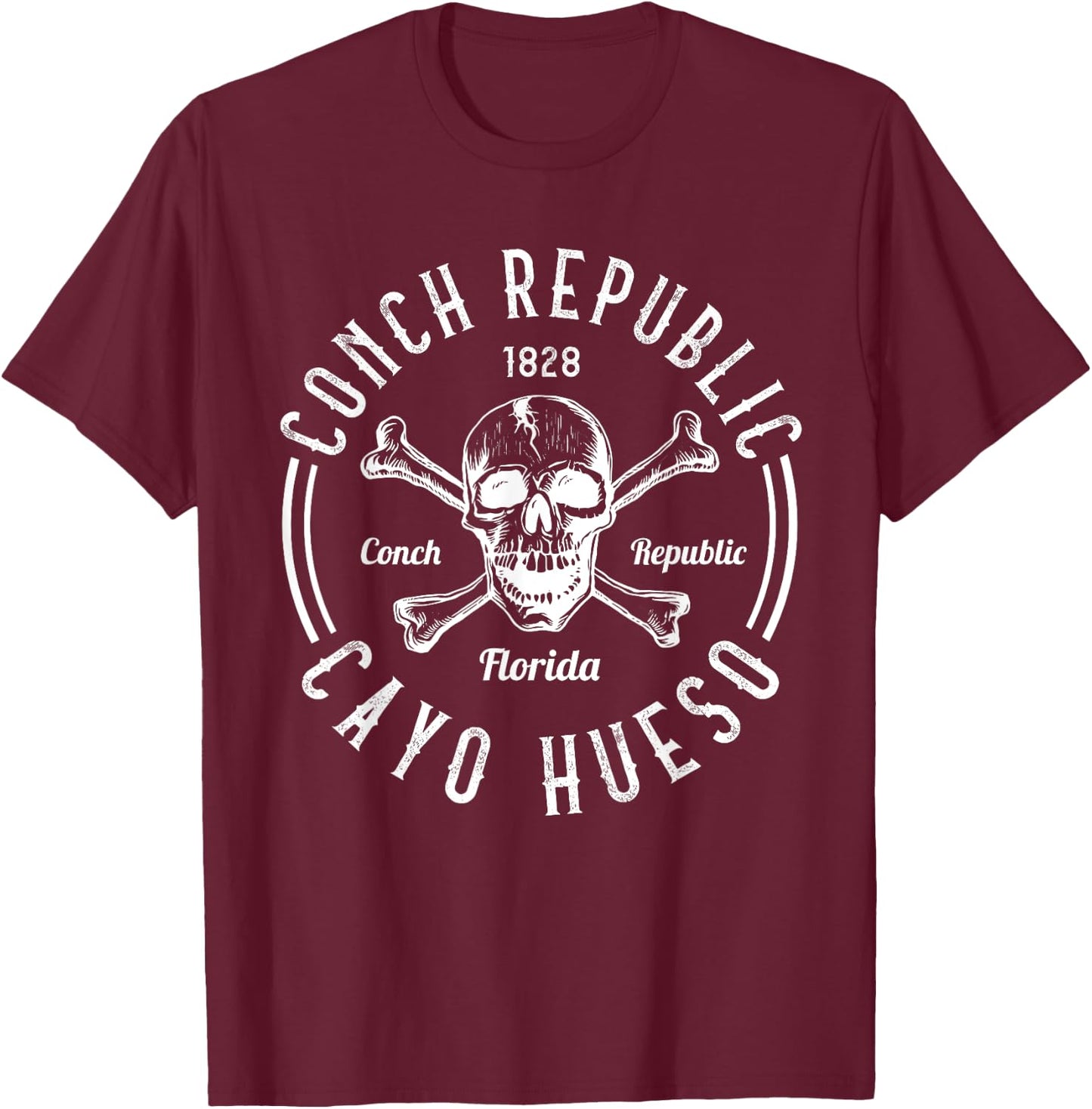 CONCH REPUBLIC CAYOs HUESO Florida Pirates Sunshine-State T-Shirt - T-Shirt | Maroon