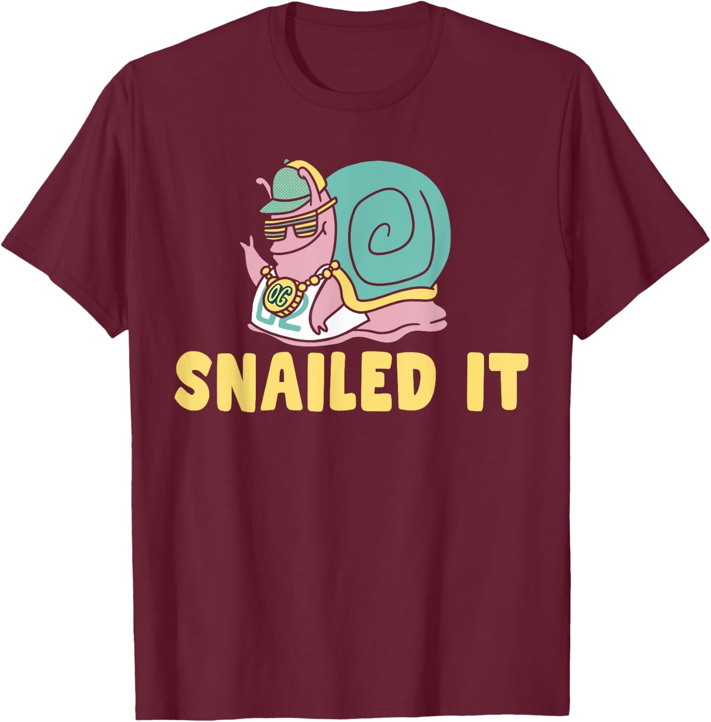 Snailed It Men Women Snails Humor Animal Funny Snail T-Shirt - T-Shirt | Maroon