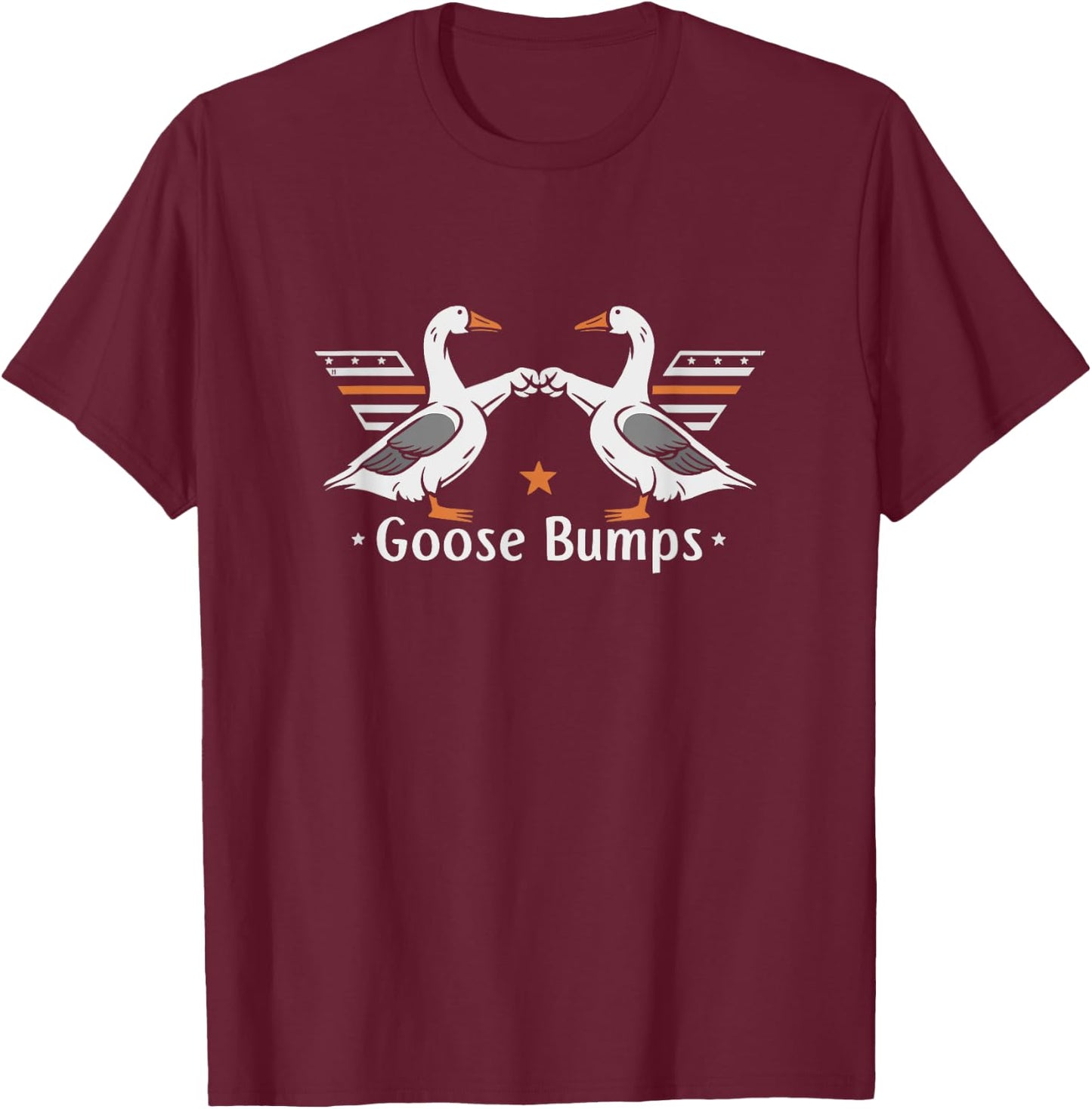 Goose Bumps Pun Fist Bump Funny Vintage Cartoon Geese T-Shirt - T-Shirt | Maroon