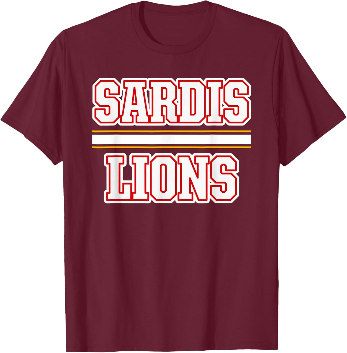 Sardis Lions Horizontal Stripes T-Shirt - T-Shirt | Maroon