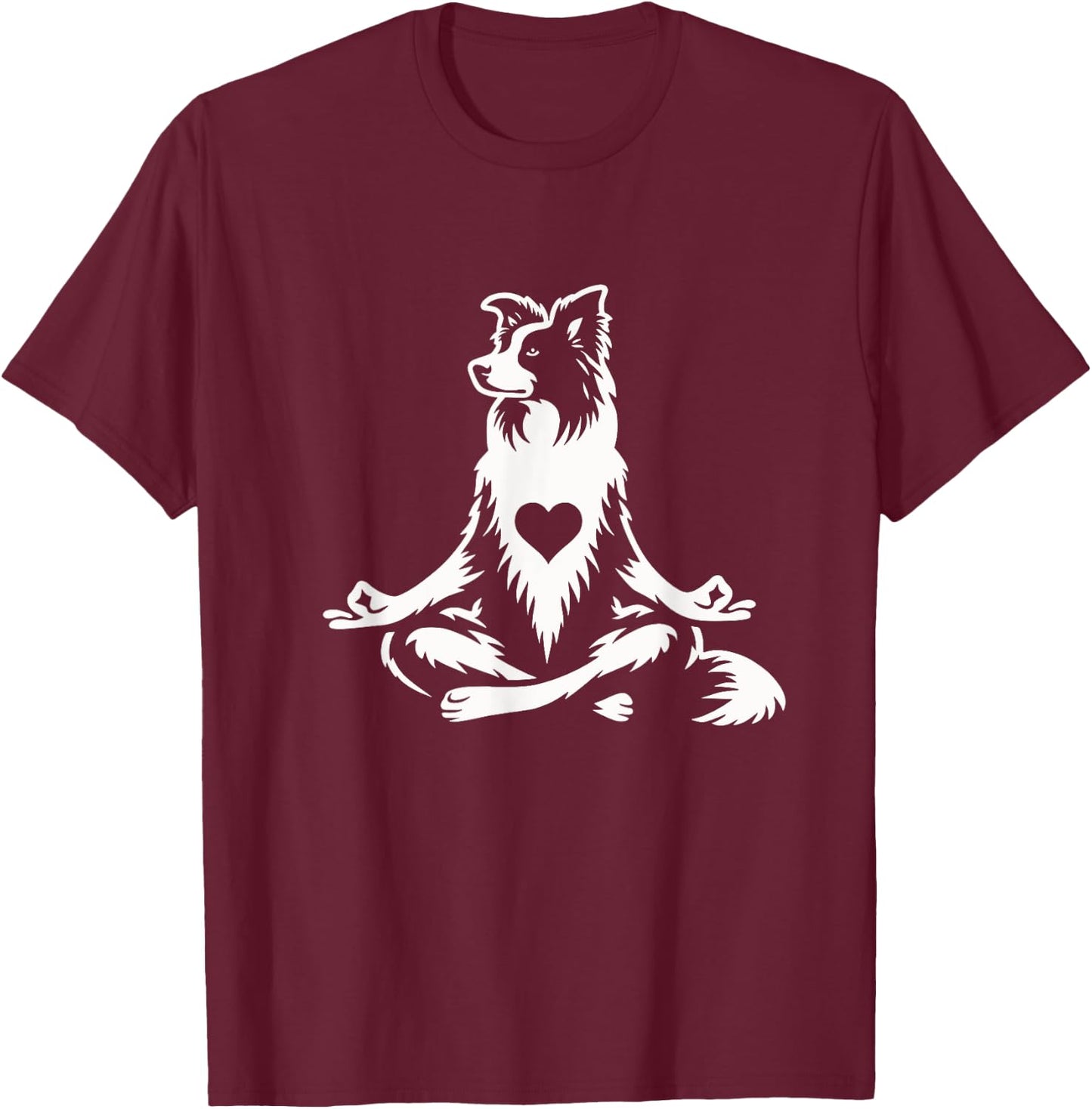 Funny Border Collie Yoga Pose Dog Graphic Design T-Shirt - T-Shirt | Maroon