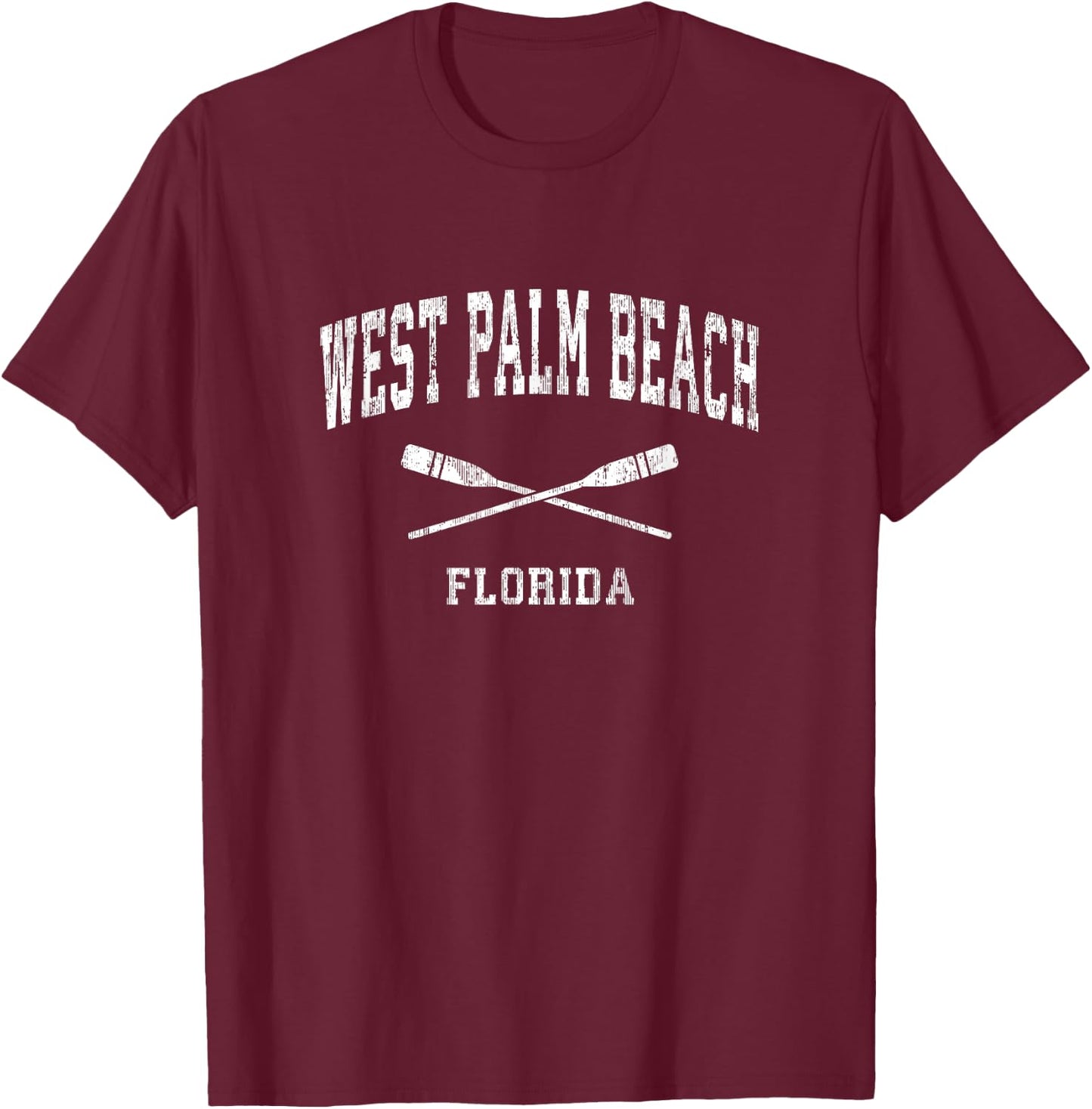 West Palm Beach Florida Vintage Nautical Paddles Sports Oars T-Shirt - T-Shirt | Maroon