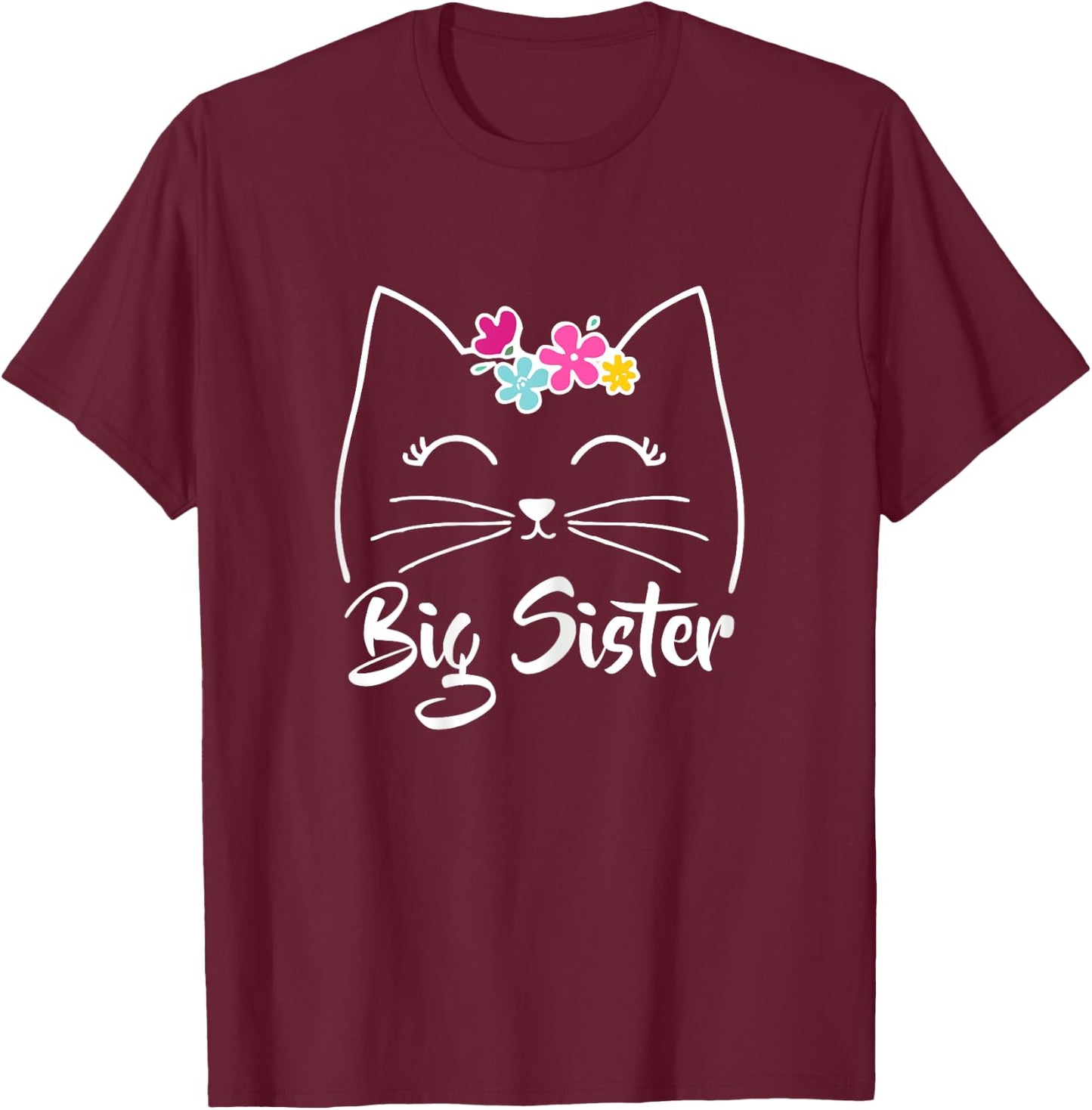 Big Sister Cute Kitty Cat Lover Pets T-Shirt - T-Shirt | Maroon