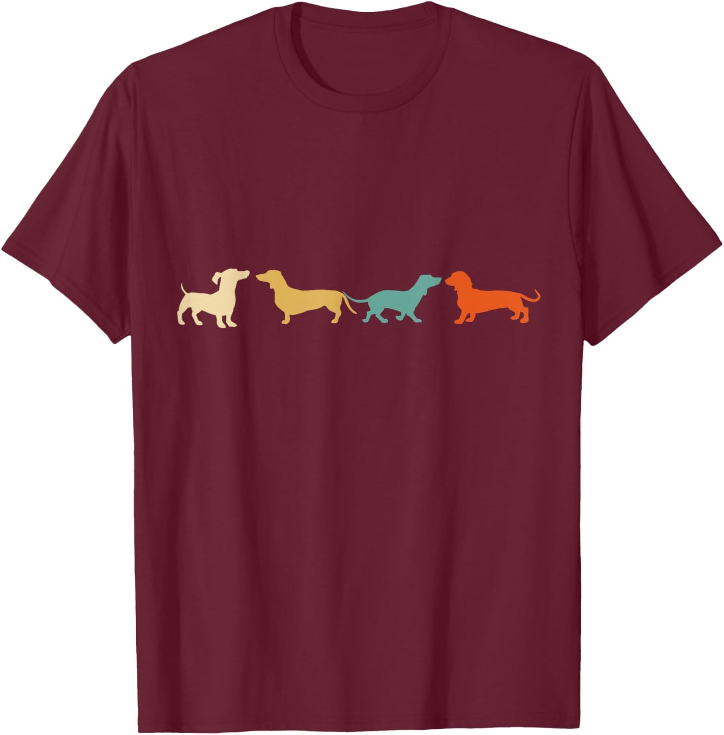 Dachshund Shirt Vintage Retro Wiener Dog Gift T-Shirt - T-Shirt | Maroon
