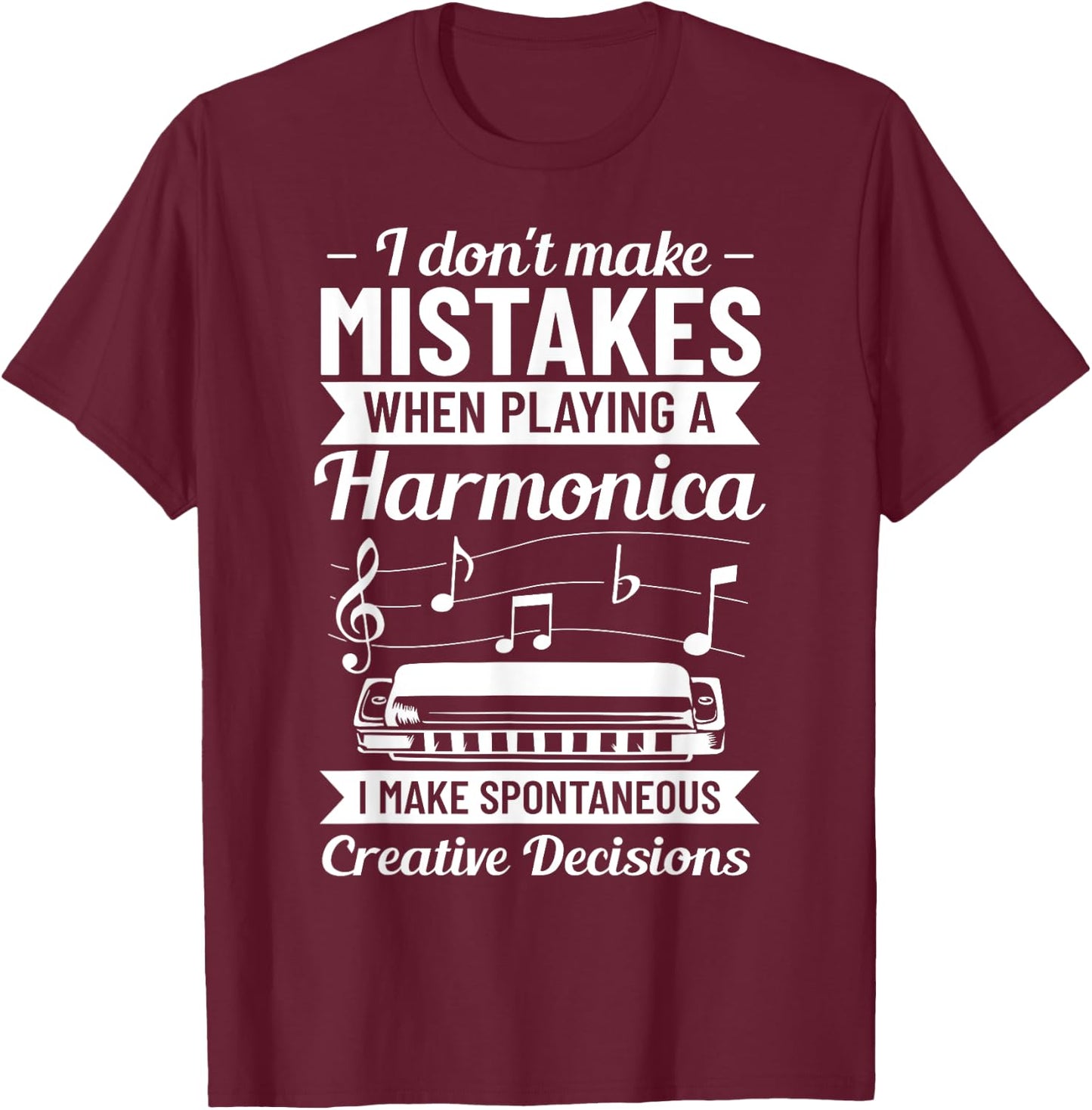 Harmonicist Music Instrument Mouth Organ Harmonica Player T-Shirt - T-Shirt | Maroon