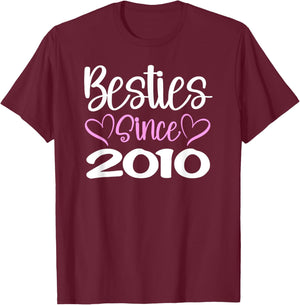 Besties Since 2010 BFFs Matching Girls Trip T-Shirt - T-Shirt | Maroon
