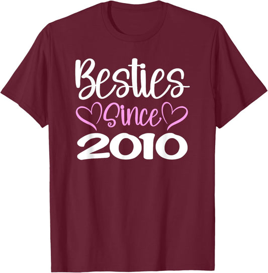 Besties Since 2010 BFFs Matching Girls Trip T-Shirt - T-Shirt | Maroon